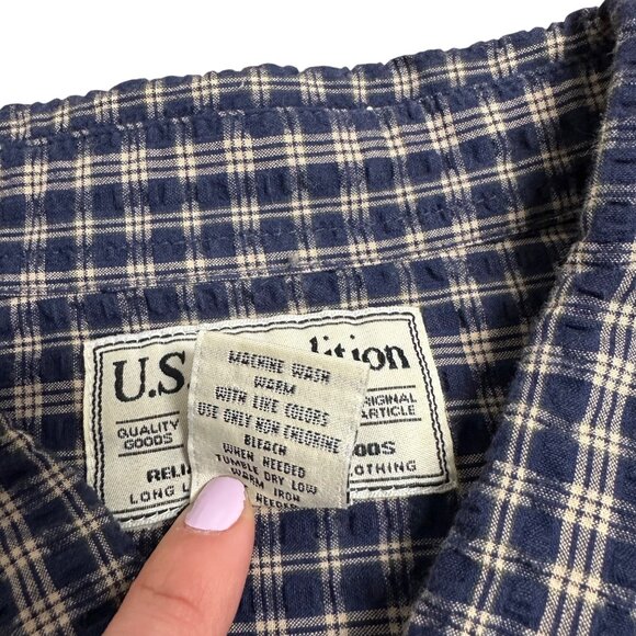 US EXPEDITION BUTTON DOWN SHIRT MENS XL SEERSUCKER 100% COTTON BREATHABLE CASUAL - Picture 6 of 8